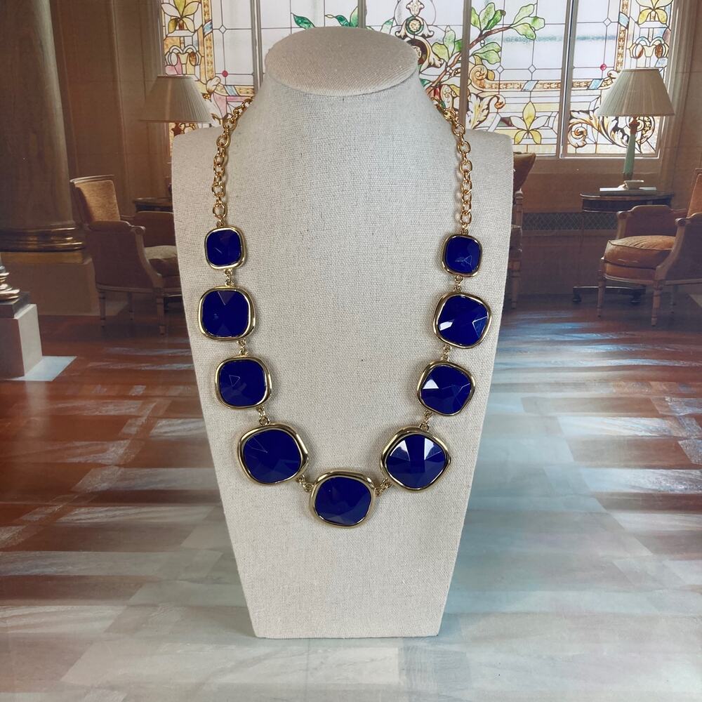 AVON Royal Hue Collar Necklace Blue & Gold Deadstock w/Box (2014) NWT
